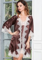 

	Шелковый коричневый халат Marilin
	
 Шелковые халаты из Италии Флоранж